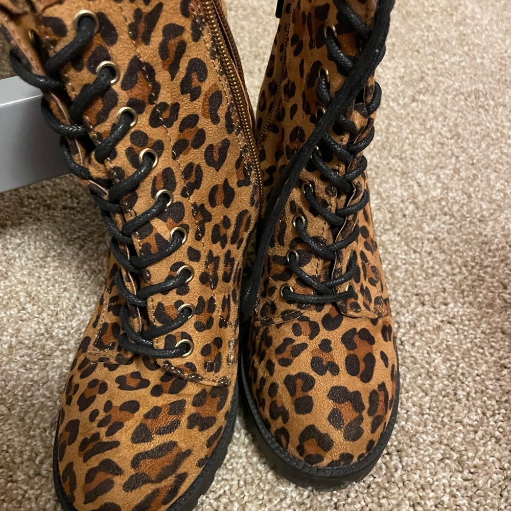 Cheetah print heeled boots